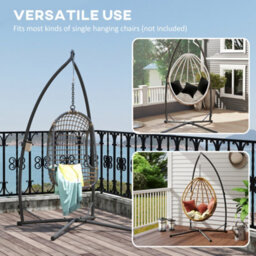 Outsunny Hammock Chair Stand, Steel Frame Hammock Stand Only, Black - thumbnail 4