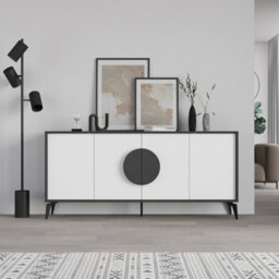Decortie Gora Anthracite Grey,white Particleboard 4 Door Sideboard With Metal Legs (W) 180Cm - thumbnail 4