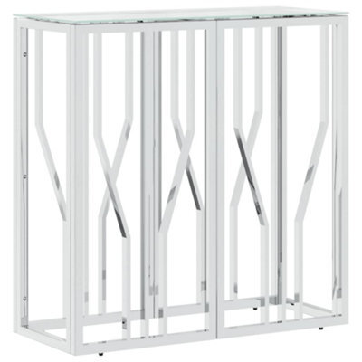 Berkfield Durable Console Table 70X30X70 Cm Stainless Steel And Glass - image 1