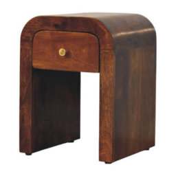 Wyld Haus Chioggia Mango Wood Bedside Table With Curved Edges, Chestnut Finish - thumbnail 3
