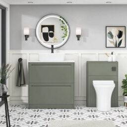 Royal Bathrooms Royal Bathroom Elmore 800mm Matt Green Freestanding Countertop Bathroom Vanity Unit 2 Drawer With Cube Basin - thumbnail 5
