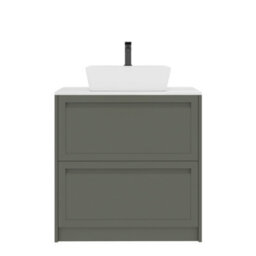 Royal Bathrooms Royal Bathroom Elmore 800mm Matt Green Freestanding Countertop Bathroom Vanity Unit 2 Drawer With Cube Basin - thumbnail 7