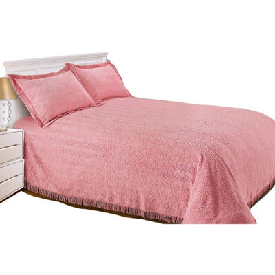 Just So Home Luxury Candlewick Bedspread Traditional Bed Throw (King, Pink)