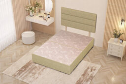 Somnior Beds Somnior Chambery Linen Fabric 2Ft6 Small Single Divan Bed Base With Upholstered Headboard Beige - thumbnail 4