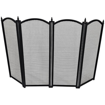 Thorness Cast Iron 4 Panel Folding Mesh Fire Guard 85 X 53 Cm Durable Rust-Resistant Fireplace Screen For Open Fire - image 1