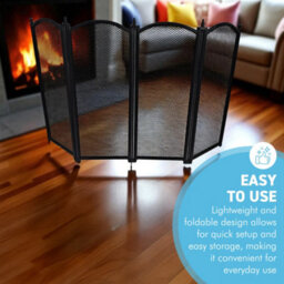 Thorness Cast Iron 4 Panel Folding Mesh Fire Guard 85 X 53 Cm Durable Rust-Resistant Fireplace Screen For Open Fire - thumbnail 6
