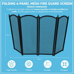 Thorness Cast Iron 4 Panel Folding Mesh Fire Guard 85 X 53 Cm Durable Rust-Resistant Fireplace Screen For Open Fire - thumbnail 4