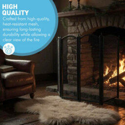 Thorness Cast Iron 4 Panel Folding Mesh Fire Guard 85 X 53 Cm Durable Rust-Resistant Fireplace Screen For Open Fire - thumbnail 5