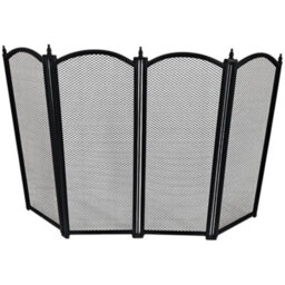 Thorness Cast Iron 4 Panel Folding Mesh Fire Guard 85 X 53 Cm Durable Rust-Resistant Fireplace Screen For Open Fire