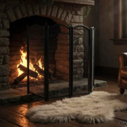 Thorness Cast Iron 4 Panel Folding Mesh Fire Guard 85 X 53 Cm Durable Rust-Resistant Fireplace Screen For Open Fire - thumbnail 9