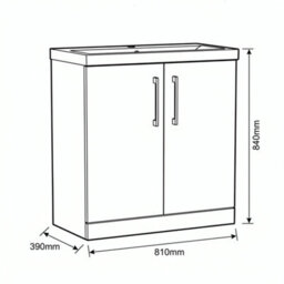 Balterley Bramshall Contemporary Bathroom Floor Standing 2-Door Vanity Unit & Mid-Edge Basin, Satin Grey, 800mm - thumbnail 5