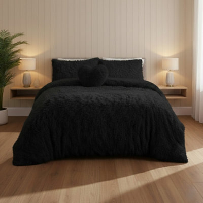 Super Fluffy Duvet Cover Ultra Soft, Cloud-Like Comfort Snug Sleep Black - image 1