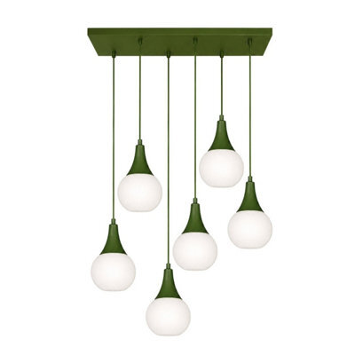 Luminosa Lighting Luminosa Lacrima Cluster Pendant Ceiling Light Green White Glass Shade 6X E27 - image 1