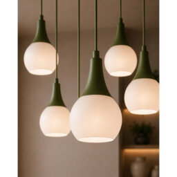 Luminosa Lighting Luminosa Lacrima Cluster Pendant Ceiling Light Green White Glass Shade 6X E27 - thumbnail 3