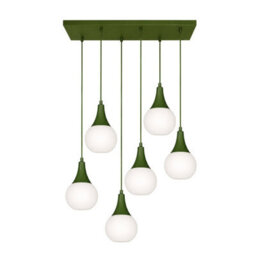 Luminosa Lighting Luminosa Lacrima Cluster Pendant Ceiling Light Green White Glass Shade 6X E27 - thumbnail 1
