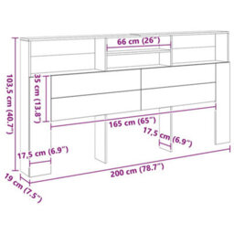 Walplus Headboard Cabinet Artisian Oak 200X19X103.5 Cm Engineered Wood - thumbnail 9
