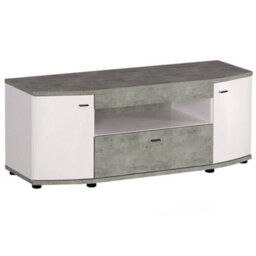 Arte Rondo Contemporary Tv Cabinet 2 Doors 1 Drawer 1 Shelf Concrete Grey Effect And White (W)1300mm (H)490mm (D)570mm