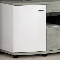 Arte Rondo Contemporary Tv Cabinet 2 Doors 1 Drawer 1 Shelf Concrete Grey Effect And White (W)1300mm (H)490mm (D)570mm - thumbnail 3