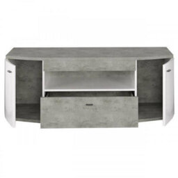 Arte Rondo Contemporary Tv Cabinet 2 Doors 1 Drawer 1 Shelf Concrete Grey Effect And White (W)1300mm (H)490mm (D)570mm - thumbnail 2