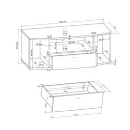 Arte Rondo Contemporary Tv Cabinet 2 Doors 1 Drawer 1 Shelf Concrete Grey Effect And White (W)1300mm (H)490mm (D)570mm - thumbnail 6