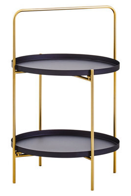 Orsina Multi Functional And Stylish Two Tier Black And Gold Rose Side Table, Contrast Bed Side Small Table - image 1