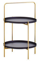Orsina Multi Functional And Stylish Two Tier Black And Gold Rose Side Table, Contrast Bed Side Small Table - thumbnail 2