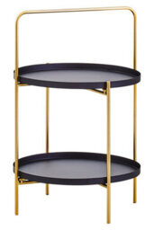 Orsina Multi Functional And Stylish Two Tier Black And Gold Rose Side Table, Contrast Bed Side Small Table - thumbnail 1