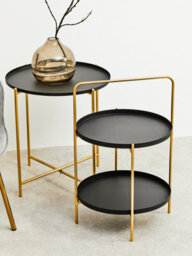 Orsina Multi Functional And Stylish Two Tier Black And Gold Rose Side Table, Contrast Bed Side Small Table - thumbnail 4