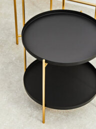 Orsina Multi Functional And Stylish Two Tier Black And Gold Rose Side Table, Contrast Bed Side Small Table - thumbnail 5