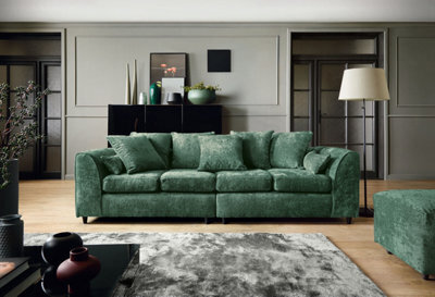 Abakus Direct Harriet Crushed Chenille 4 Seater Sofa In Rifle Green - image 1