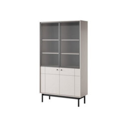 Arte Elegant Japandi Tall Display Cabinet H1850mm W1040mm D390mm In Cashmere - Refined Storage Solution - thumbnail 1