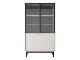 Arte Elegant Japandi Tall Display Cabinet H1850mm W1040mm D390mm In Cashmere - Refined Storage Solution - thumbnail 2
