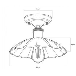 Industrial Semi Flush Mount Led Ceiling Light 22Cm E27 Base Rustic Red Metal Shade For Farmhouse Kitchen Bathroom - thumbnail 2