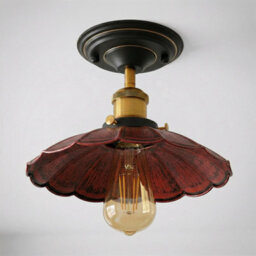 Industrial Semi Flush Mount Led Ceiling Light 22Cm E27 Base Rustic Red Metal Shade For Farmhouse Kitchen Bathroom - thumbnail 6