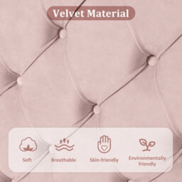 Matteo Pink Velvet Upholstered Double Bed With Height-Adjustable Headboard And Wooden Slat Support, 135X190 Cm - thumbnail 6