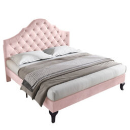 Matteo Pink Velvet Upholstered Double Bed With Height-Adjustable Headboard And Wooden Slat Support, 135X190 Cm - thumbnail 9