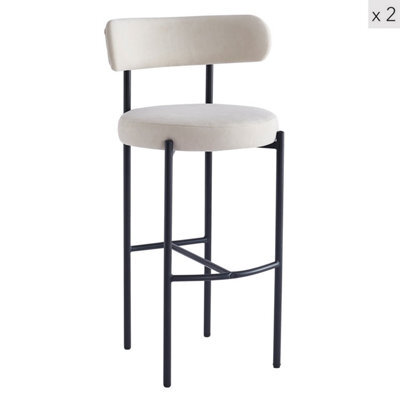 Nordlys Set Of 2 Metal Beige Velvet Bar Stools Modern Design Style Dining Room - image 1
