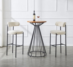 Nordlys Set Of 2 Metal Beige Velvet Bar Stools Modern Design Style Dining Room - thumbnail 3