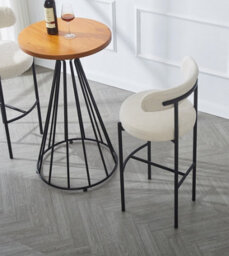 Nordlys Set Of 2 Metal Beige Velvet Bar Stools Modern Design Style Dining Room - thumbnail 5