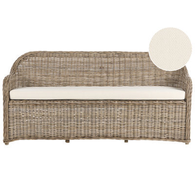 Beliani Garden Bench With Cushion Susua 189 Cm Rattan Natural - image 1