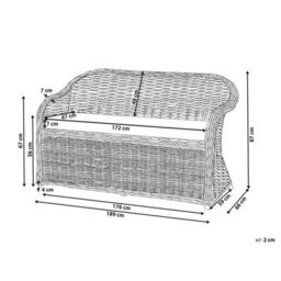 Beliani Garden Bench With Cushion Susua 189 Cm Rattan Natural - thumbnail 3