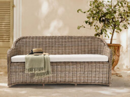Beliani Garden Bench With Cushion Susua 189 Cm Rattan Natural - thumbnail 2