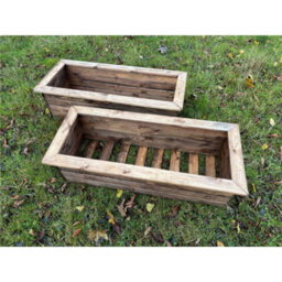 Marlborough Traditional Extra Large Wooden Trough Planter X 2 - thumbnail 4
