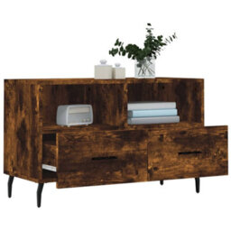 Berkfield Tv Cabinet Smoked Oak 80X36X50 Cm Engineered Wood - thumbnail 4