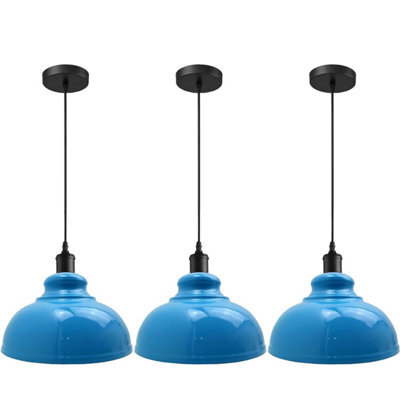 3 Pack Of Ceiling Pendant Light Fixture With 95Cm Adjustable Cable, Vintage 29Cm Curvy Metal Shade E27 Base Hanging Lighting - image 1