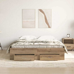 Berkfield Bed Frame With Drawers Artisan Oak Engineered Wood 140 X 190 Cm - thumbnail 4