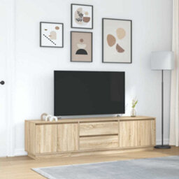Berkfield Tv Cabinet With Led Lights Sonoma Oak 193.5X41X50 Cm - thumbnail 4