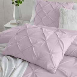 Ameha Pintuck Duvet Cover Set With Pillowcase & Anti-Allergic Microfiber Pinch Pleat Diamond Design Pink Blush King 230X220Cm - thumbnail 4