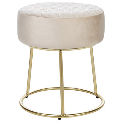 Beliani Velvet Footstool Light Beige Delco - image 1
