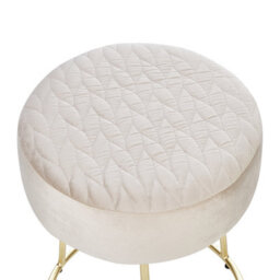 Beliani Velvet Footstool Light Beige Delco - thumbnail 4